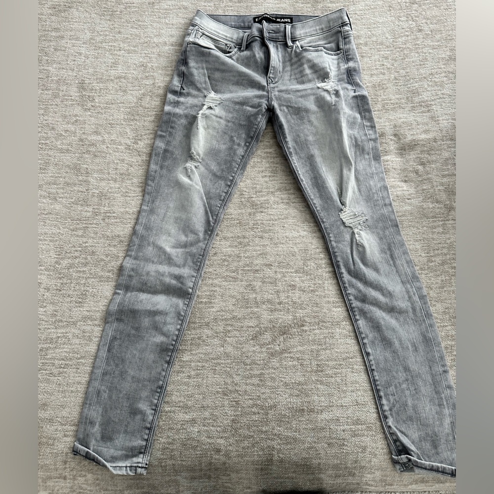 Express mid rise denim legging grey size 6